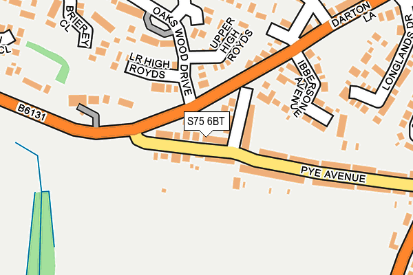 S75 6BT map - OS OpenMap – Local (Ordnance Survey)