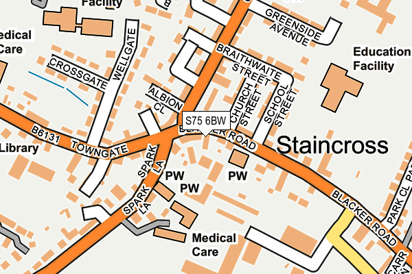 S75 6BW map - OS OpenMap – Local (Ordnance Survey)