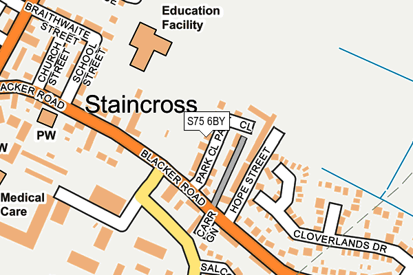 S75 6BY map - OS OpenMap – Local (Ordnance Survey)