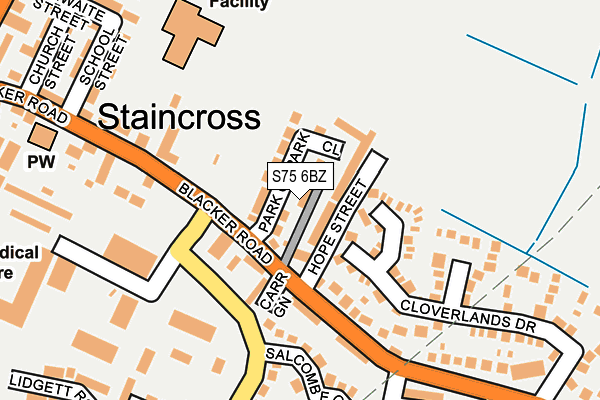 S75 6BZ map - OS OpenMap – Local (Ordnance Survey)