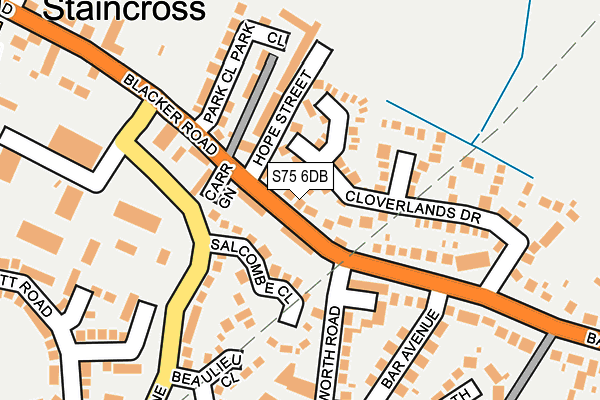 S75 6DB map - OS OpenMap – Local (Ordnance Survey)