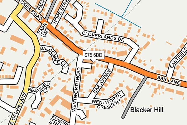 S75 6DD map - OS OpenMap – Local (Ordnance Survey)