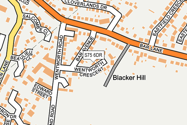 S75 6DR map - OS OpenMap – Local (Ordnance Survey)