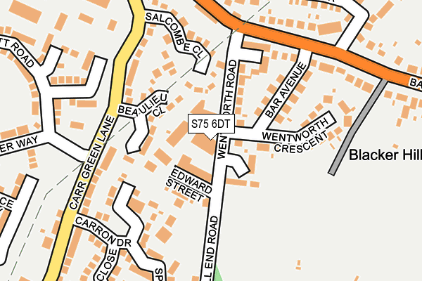S75 6DT map - OS OpenMap – Local (Ordnance Survey)
