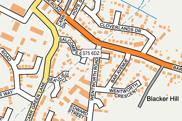 S75 6DZ map - OS OpenMap – Local (Ordnance Survey)