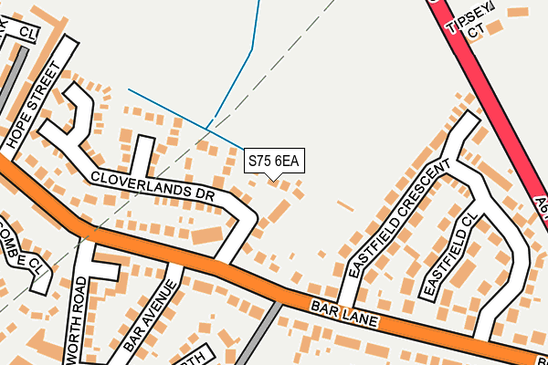 S75 6EA map - OS OpenMap – Local (Ordnance Survey)