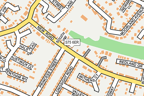 S75 6ER map - OS OpenMap – Local (Ordnance Survey)