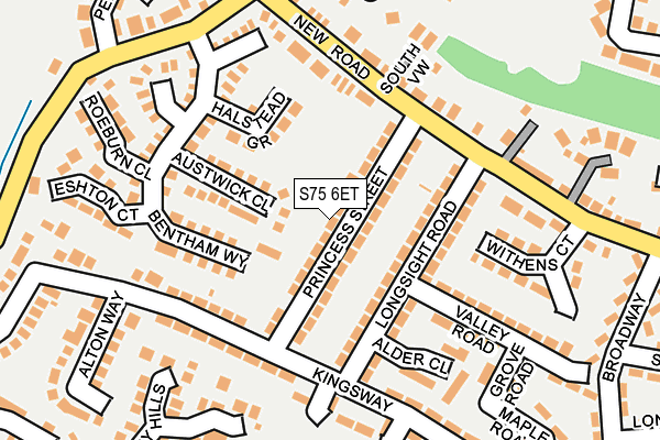 S75 6ET map - OS OpenMap – Local (Ordnance Survey)