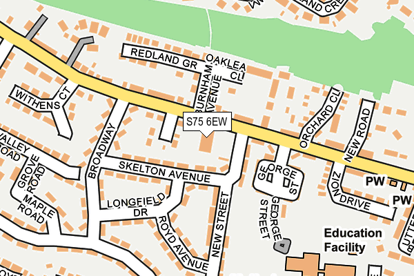 S75 6EW map - OS OpenMap – Local (Ordnance Survey)