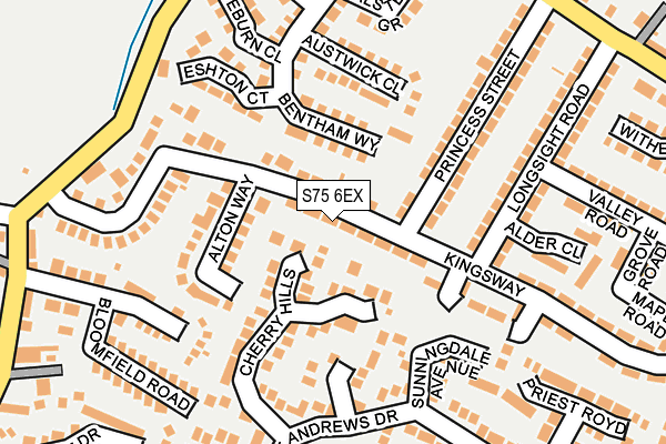 S75 6EX map - OS OpenMap – Local (Ordnance Survey)