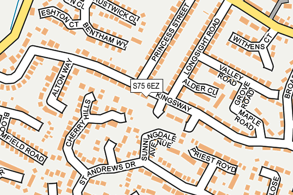 S75 6EZ map - OS OpenMap – Local (Ordnance Survey)