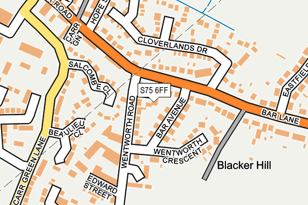 S75 6FF map - OS OpenMap – Local (Ordnance Survey)