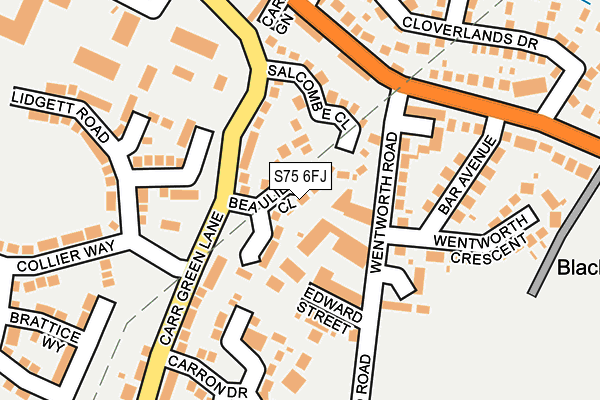S75 6FJ map - OS OpenMap – Local (Ordnance Survey)