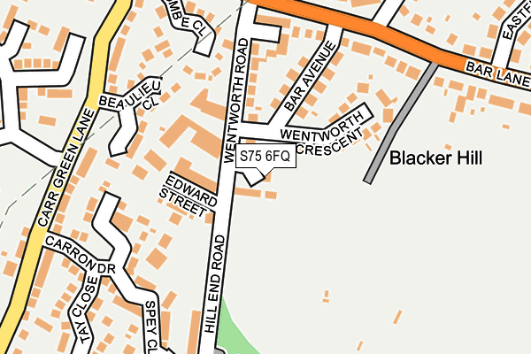 S75 6FQ map - OS OpenMap – Local (Ordnance Survey)