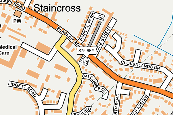 S75 6FY map - OS OpenMap – Local (Ordnance Survey)