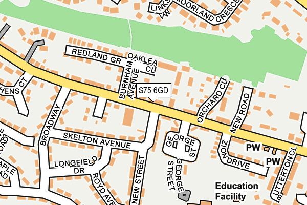S75 6GD map - OS OpenMap – Local (Ordnance Survey)