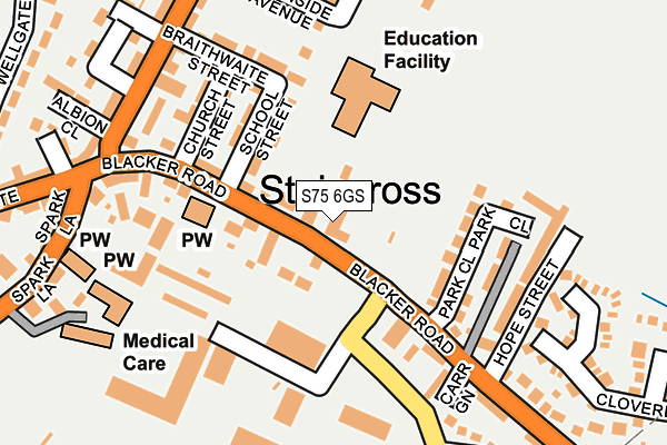 S75 6GS map - OS OpenMap – Local (Ordnance Survey)
