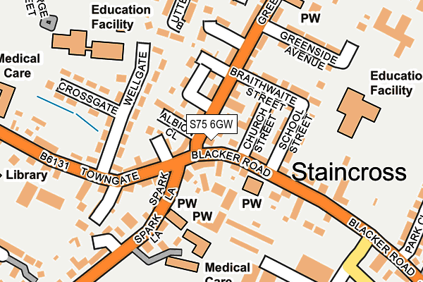 S75 6GW map - OS OpenMap – Local (Ordnance Survey)