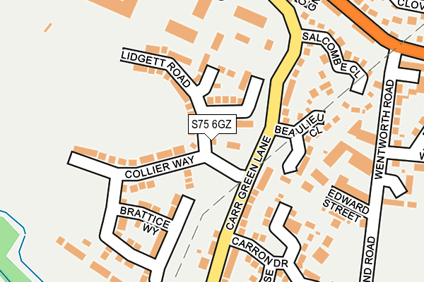 S75 6GZ map - OS OpenMap – Local (Ordnance Survey)