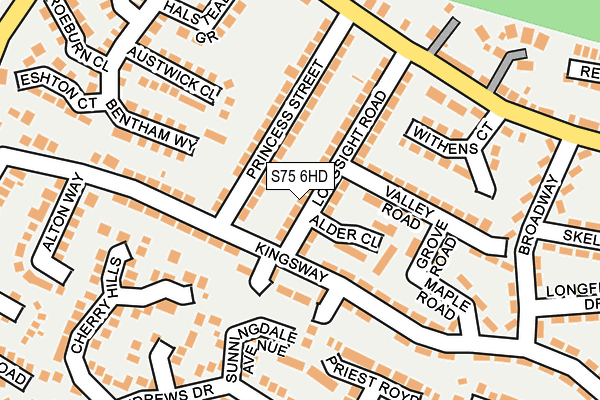 S75 6HD map - OS OpenMap – Local (Ordnance Survey)