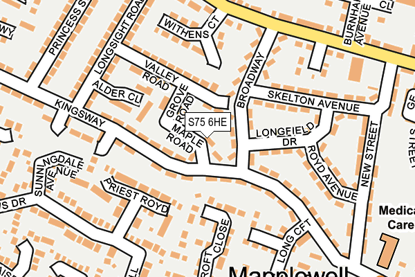 S75 6HE map - OS OpenMap – Local (Ordnance Survey)