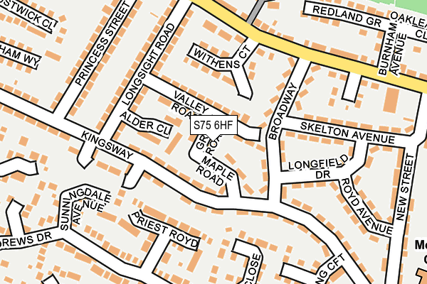 S75 6HF map - OS OpenMap – Local (Ordnance Survey)