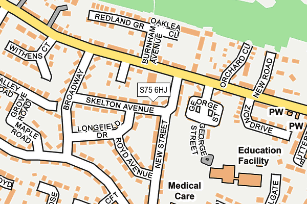 S75 6HJ map - OS OpenMap – Local (Ordnance Survey)