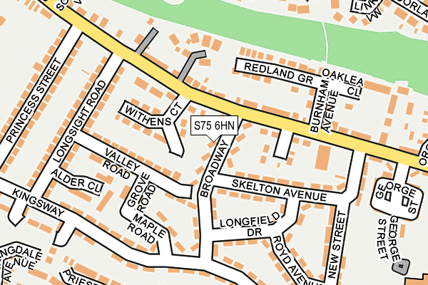 S75 6HN map - OS OpenMap – Local (Ordnance Survey)