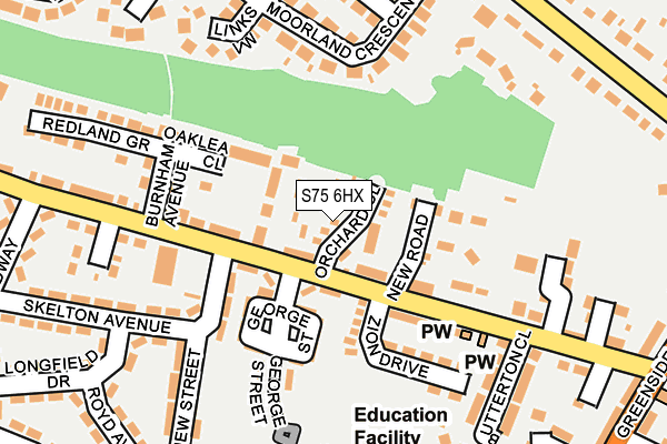 S75 6HX map - OS OpenMap – Local (Ordnance Survey)