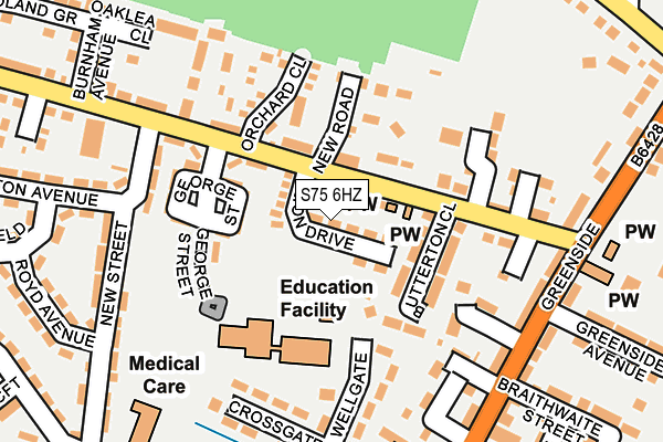 S75 6HZ map - OS OpenMap – Local (Ordnance Survey)