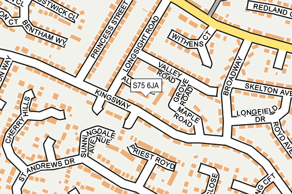 S75 6JA map - OS OpenMap – Local (Ordnance Survey)