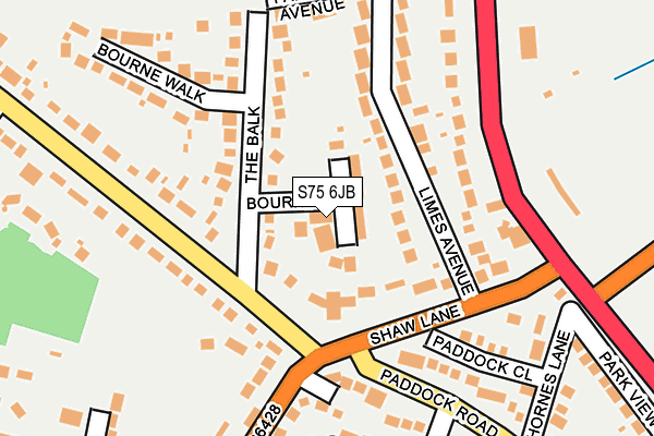 S75 6JB map - OS OpenMap – Local (Ordnance Survey)