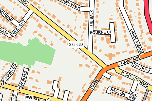 S75 6JD map - OS OpenMap – Local (Ordnance Survey)