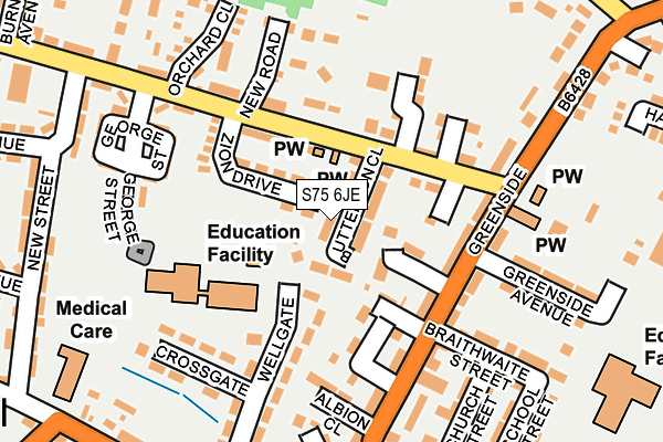 S75 6JE map - OS OpenMap – Local (Ordnance Survey)