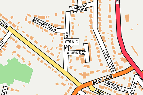 S75 6JG map - OS OpenMap – Local (Ordnance Survey)