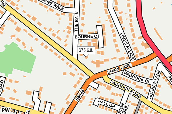 S75 6JL map - OS OpenMap – Local (Ordnance Survey)