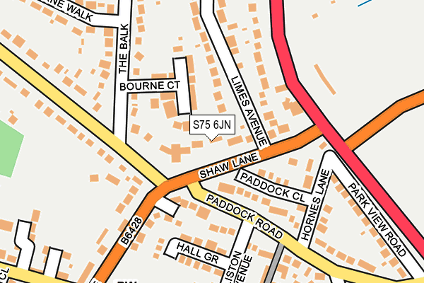 S75 6JN map - OS OpenMap – Local (Ordnance Survey)