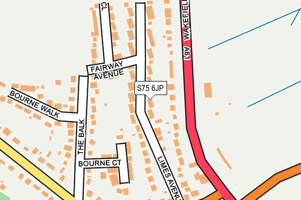 S75 6JP map - OS OpenMap – Local (Ordnance Survey)