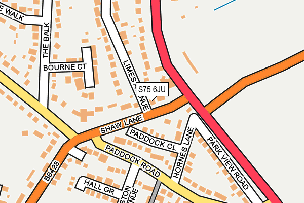 S75 6JU map - OS OpenMap – Local (Ordnance Survey)