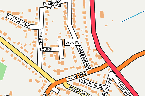 S75 6JW map - OS OpenMap – Local (Ordnance Survey)
