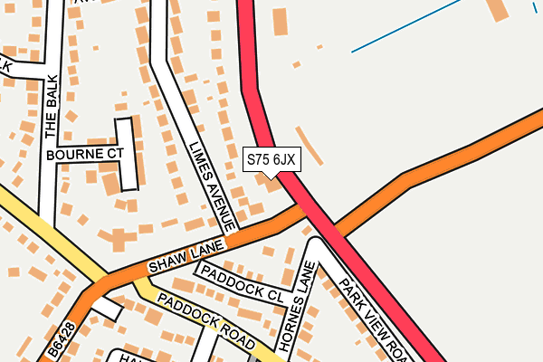 S75 6JX map - OS OpenMap – Local (Ordnance Survey)