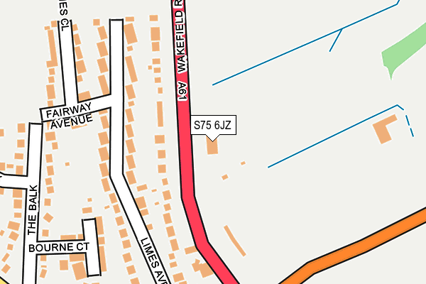 S75 6JZ map - OS OpenMap – Local (Ordnance Survey)