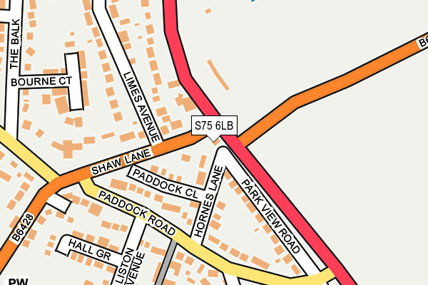 S75 6LB map - OS OpenMap – Local (Ordnance Survey)