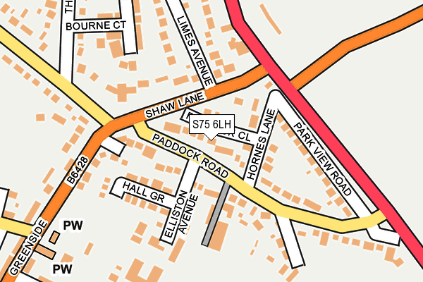 S75 6LH map - OS OpenMap – Local (Ordnance Survey)