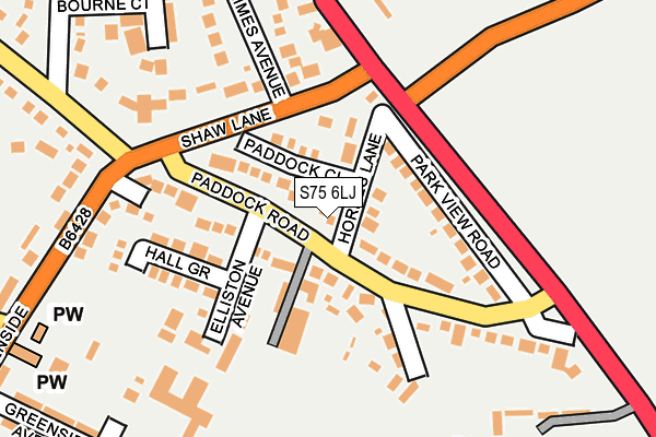 S75 6LJ map - OS OpenMap – Local (Ordnance Survey)