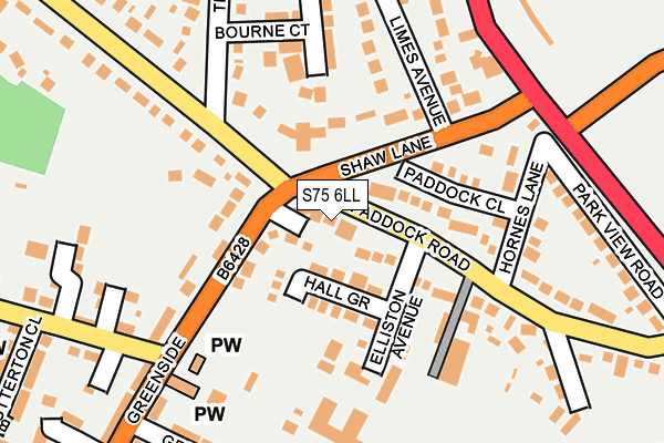S75 6LL map - OS OpenMap – Local (Ordnance Survey)