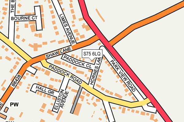 S75 6LQ map - OS OpenMap – Local (Ordnance Survey)