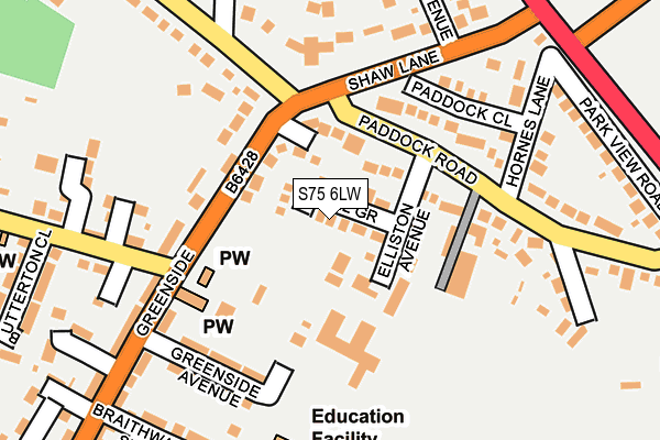 S75 6LW map - OS OpenMap – Local (Ordnance Survey)