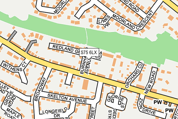 S75 6LX map - OS OpenMap – Local (Ordnance Survey)