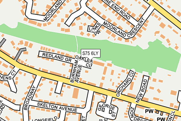 S75 6LY map - OS OpenMap – Local (Ordnance Survey)